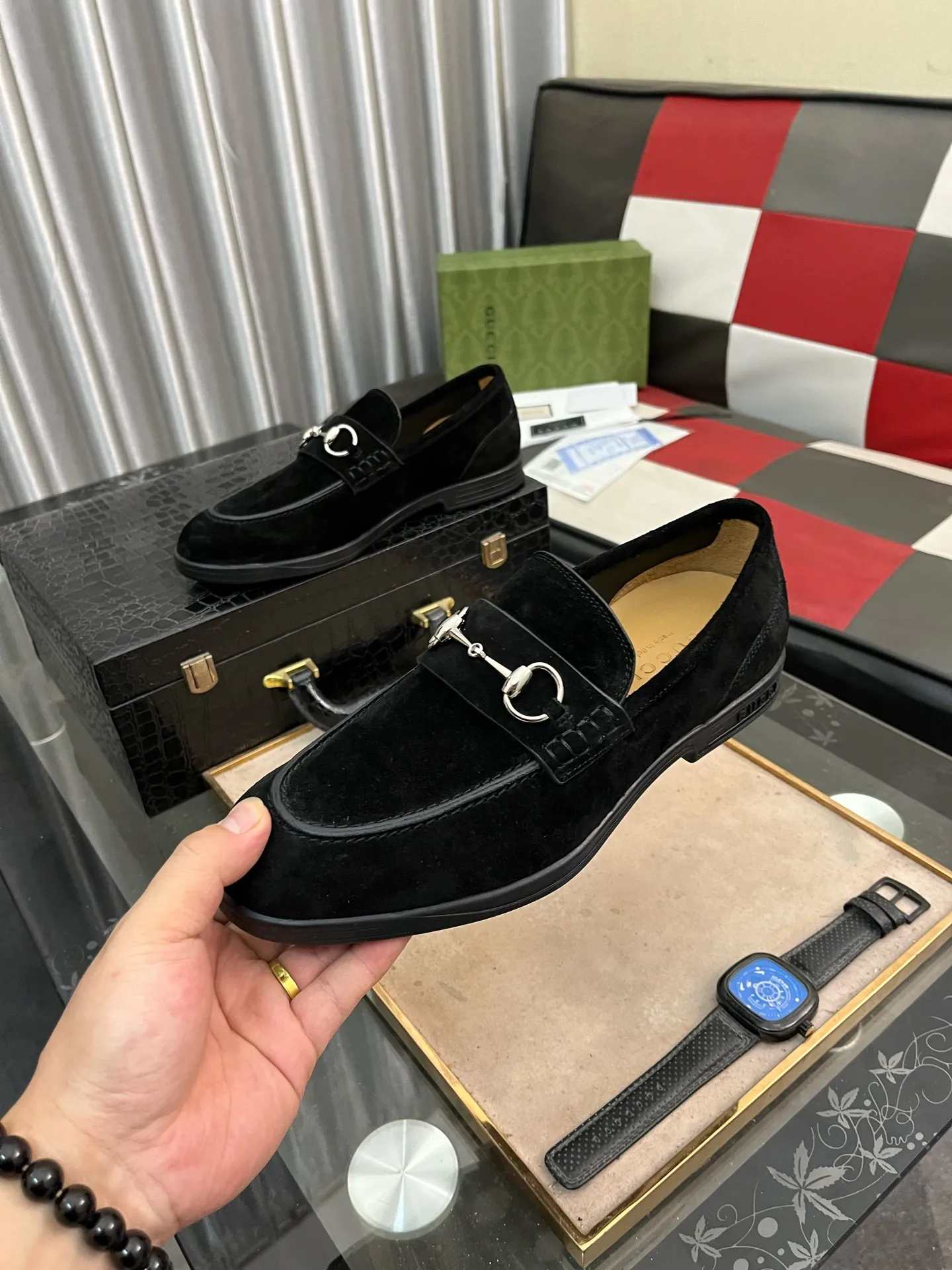 Men's shoes 💰540⌚️⌚️【GUCCi】Original frosted calfskin, water-dyed cowhide lining, original outsole, men's and women's fashion, formal casual leather shoes, slip-on men's and women's shoes series, young fashion, European and American trends, British style, casual matching, comfortable feet, standard code: men's code 38-444️⃣colors available